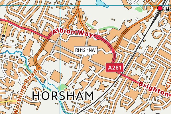 RH12 1NW map - OS VectorMap District (Ordnance Survey)