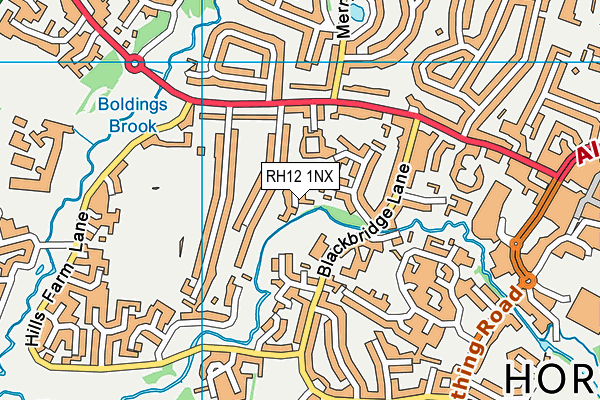 RH12 1NX map - OS VectorMap District (Ordnance Survey)