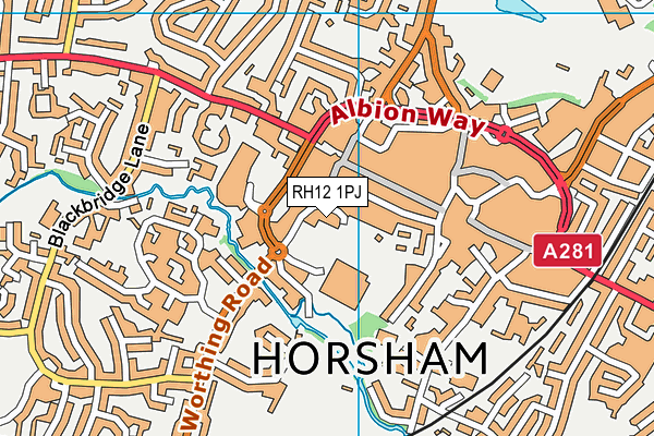 RH12 1PJ map - OS VectorMap District (Ordnance Survey)