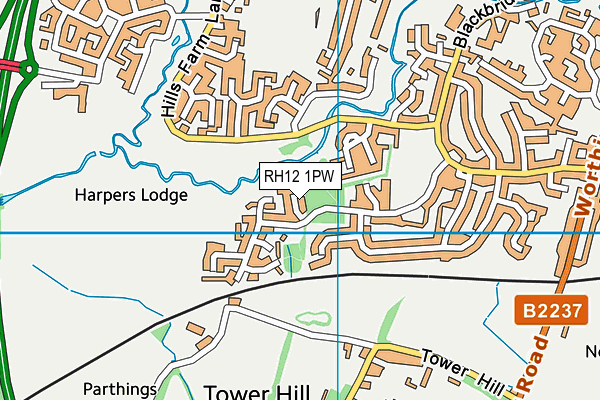 RH12 1PW map - OS VectorMap District (Ordnance Survey)