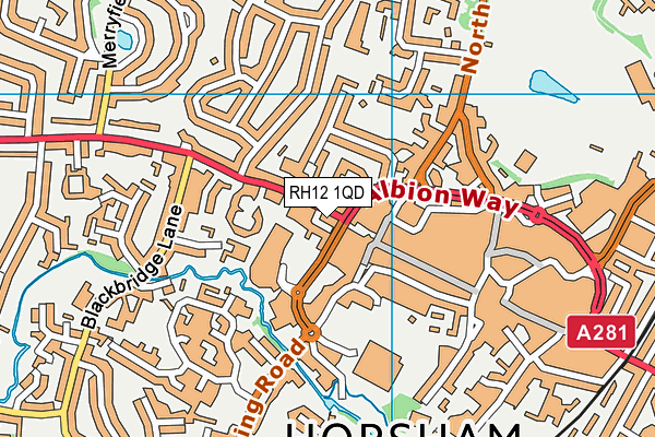 RH12 1QD map - OS VectorMap District (Ordnance Survey)