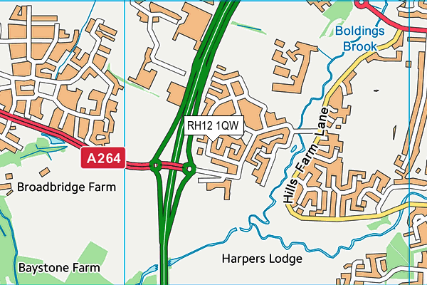 RH12 1QW map - OS VectorMap District (Ordnance Survey)