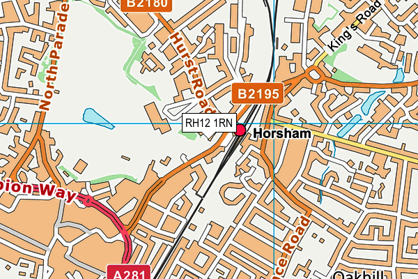 RH12 1RN map - OS VectorMap District (Ordnance Survey)