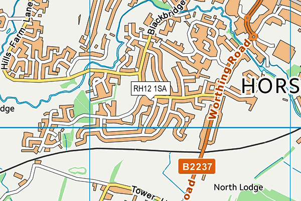 RH12 1SA map - OS VectorMap District (Ordnance Survey)