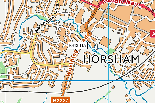RH12 1TA map - OS VectorMap District (Ordnance Survey)