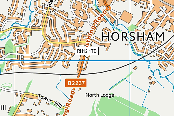 RH12 1TD map - OS VectorMap District (Ordnance Survey)