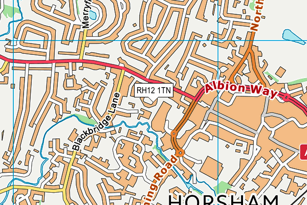 RH12 1TN map - OS VectorMap District (Ordnance Survey)