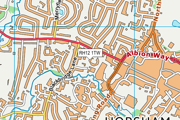 RH12 1TW map - OS VectorMap District (Ordnance Survey)