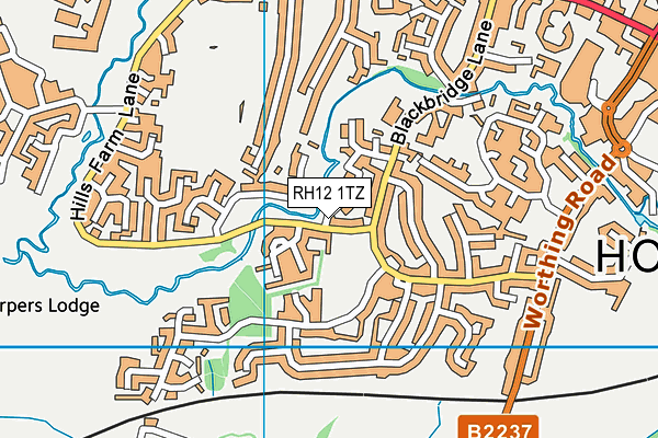 RH12 1TZ map - OS VectorMap District (Ordnance Survey)