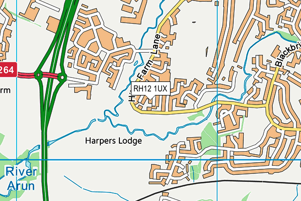 RH12 1UX map - OS VectorMap District (Ordnance Survey)
