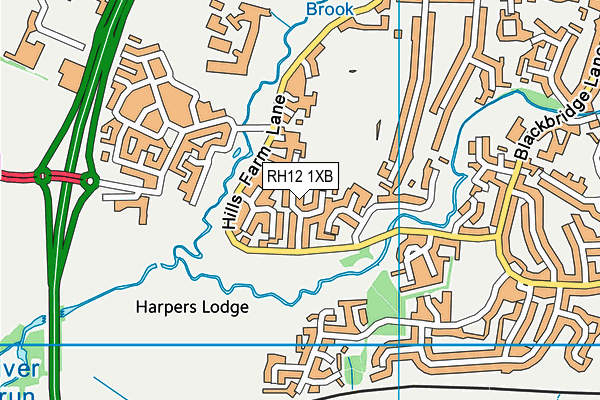 RH12 1XB map - OS VectorMap District (Ordnance Survey)