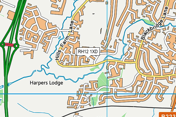 RH12 1XD map - OS VectorMap District (Ordnance Survey)
