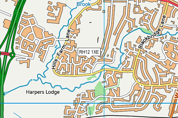 RH12 1XE map - OS VectorMap District (Ordnance Survey)