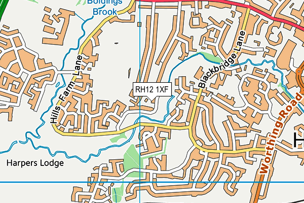RH12 1XF map - OS VectorMap District (Ordnance Survey)