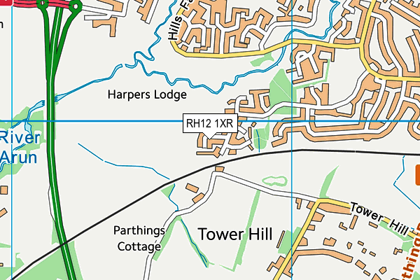 RH12 1XR map - OS VectorMap District (Ordnance Survey)