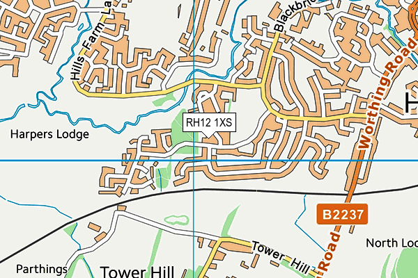 RH12 1XS map - OS VectorMap District (Ordnance Survey)