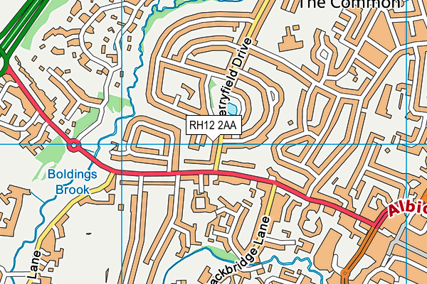 RH12 2AA map - OS VectorMap District (Ordnance Survey)