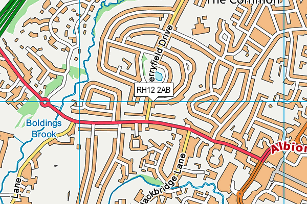 RH12 2AB map - OS VectorMap District (Ordnance Survey)