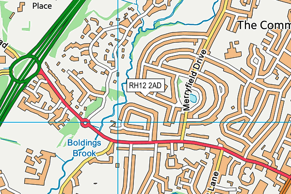 RH12 2AD map - OS VectorMap District (Ordnance Survey)