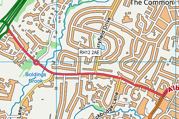 RH12 2AE map - OS VectorMap District (Ordnance Survey)