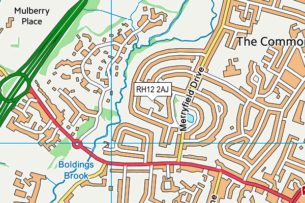 RH12 2AJ map - OS VectorMap District (Ordnance Survey)