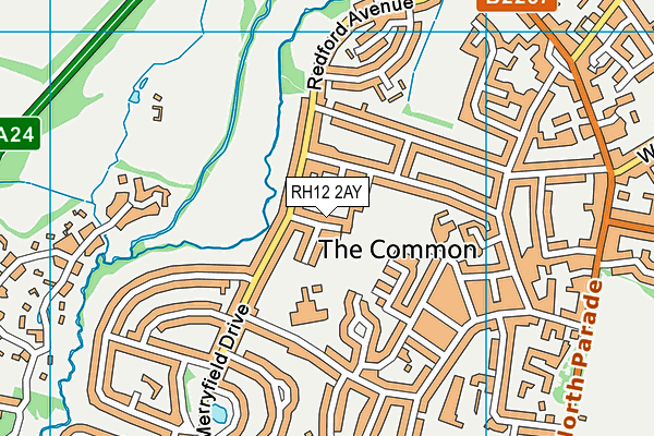 RH12 2AY map - OS VectorMap District (Ordnance Survey)