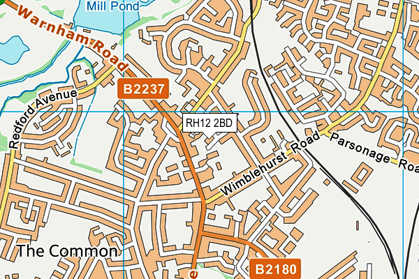 RH12 2BD map - OS VectorMap District (Ordnance Survey)