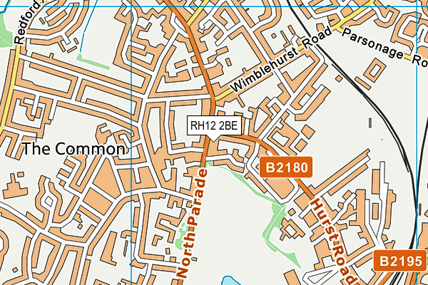 RH12 2BE map - OS VectorMap District (Ordnance Survey)