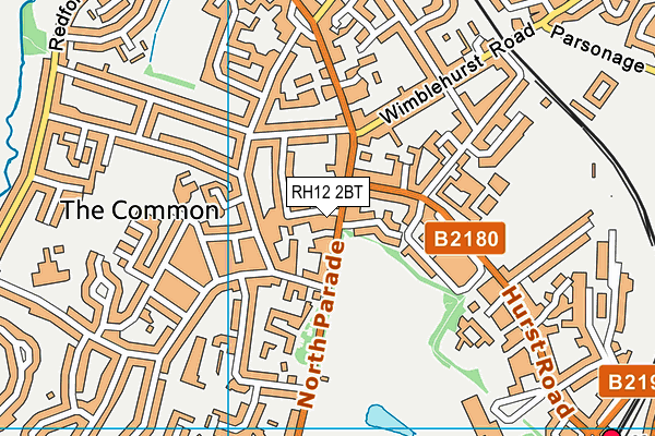 RH12 2BT map - OS VectorMap District (Ordnance Survey)