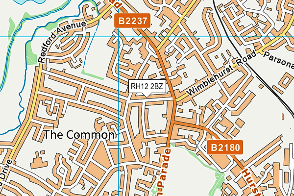 RH12 2BZ map - OS VectorMap District (Ordnance Survey)