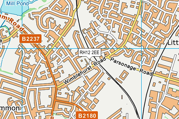 RH12 2EE map - OS VectorMap District (Ordnance Survey)