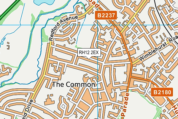 RH12 2EX map - OS VectorMap District (Ordnance Survey)