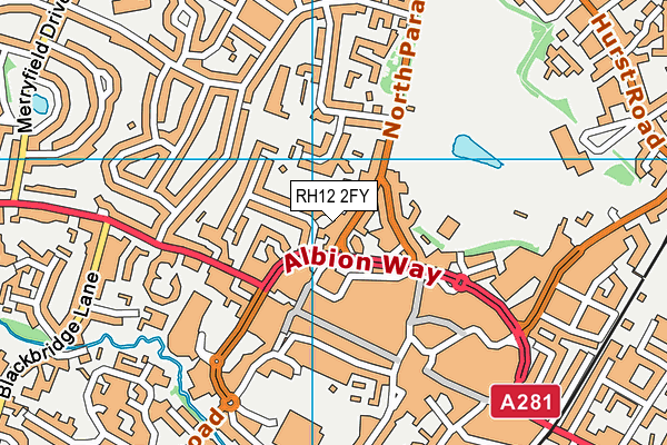 RH12 2FY map - OS VectorMap District (Ordnance Survey)