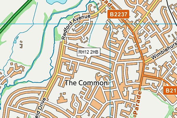 RH12 2HB map - OS VectorMap District (Ordnance Survey)