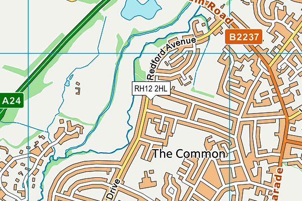 RH12 2HL map - OS VectorMap District (Ordnance Survey)