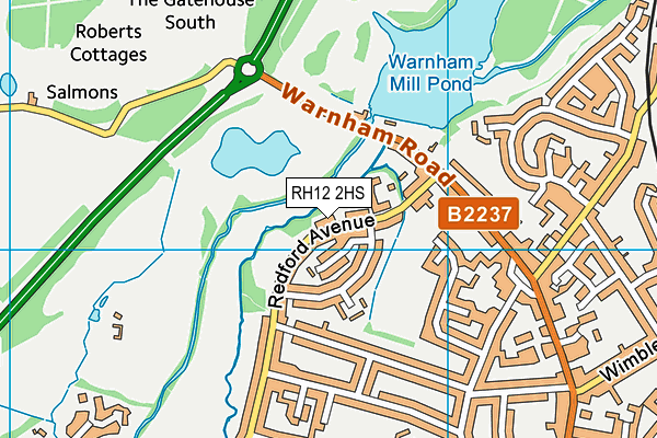 RH12 2HS map - OS VectorMap District (Ordnance Survey)