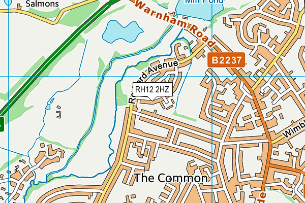 RH12 2HZ map - OS VectorMap District (Ordnance Survey)