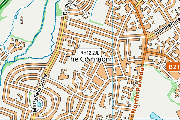 RH12 2JL map - OS VectorMap District (Ordnance Survey)