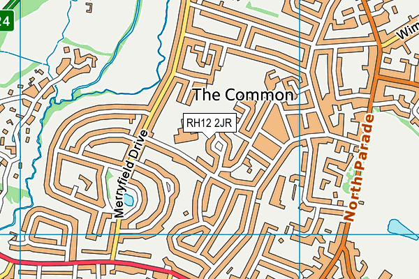 RH12 2JR map - OS VectorMap District (Ordnance Survey)