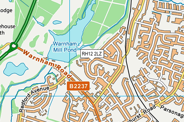 RH12 2LZ map - OS VectorMap District (Ordnance Survey)
