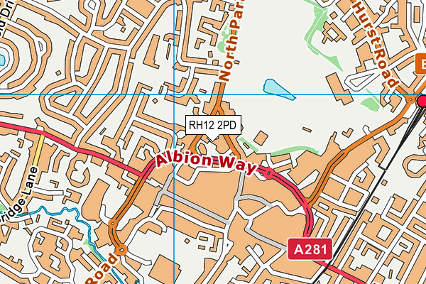 RH12 2PD map - OS VectorMap District (Ordnance Survey)