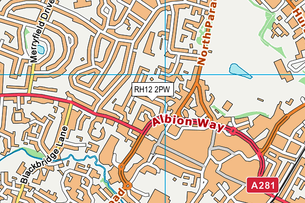 RH12 2PW map - OS VectorMap District (Ordnance Survey)