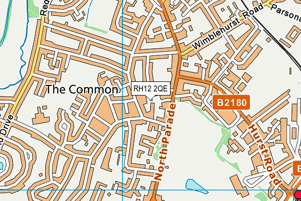 RH12 2QE map - OS VectorMap District (Ordnance Survey)