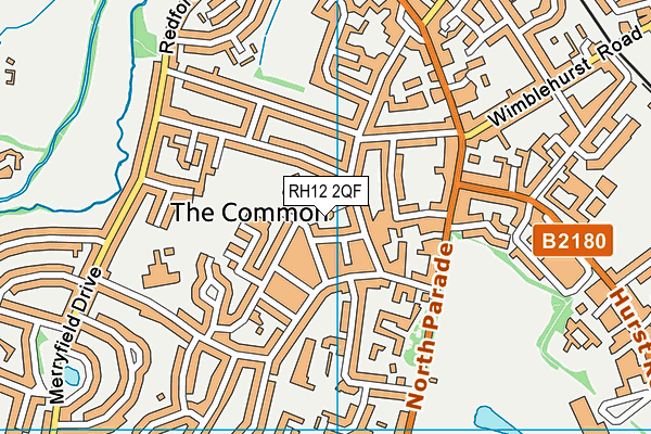 RH12 2QF map - OS VectorMap District (Ordnance Survey)