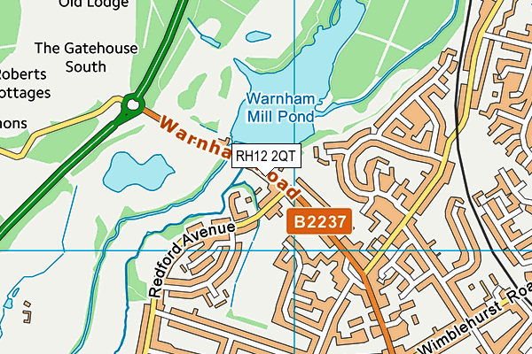 RH12 2QT map - OS VectorMap District (Ordnance Survey)