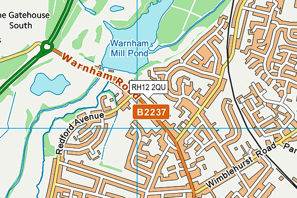 RH12 2QU map - OS VectorMap District (Ordnance Survey)