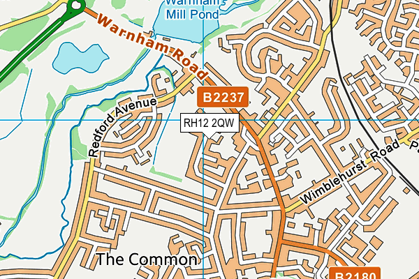 RH12 2QW map - OS VectorMap District (Ordnance Survey)