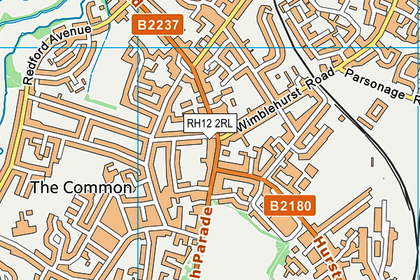 RH12 2RL map - OS VectorMap District (Ordnance Survey)