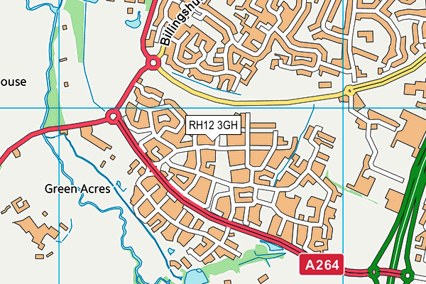 RH12 3GH map - OS VectorMap District (Ordnance Survey)