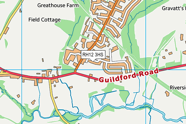 RH12 3HS map - OS VectorMap District (Ordnance Survey)